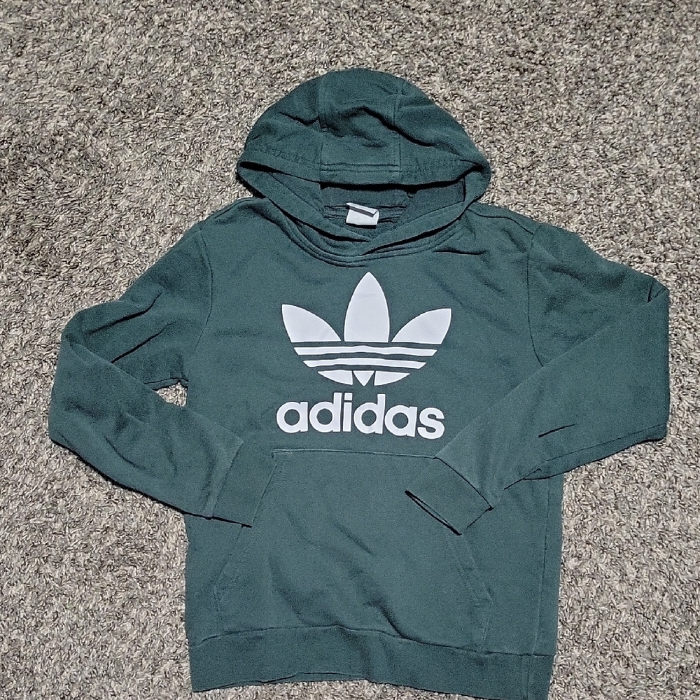 Adidas Dark Green Hoodie with White Logo